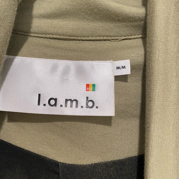 L.a.m.b. Sweater cardigan, olive green with zipper and snap closures. - Picture 3 of 5